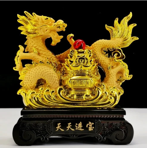 2024year alluvial gold Resin dragon bead handicraft furnishing articles Prosperous home decoration mascot Fengshui statue