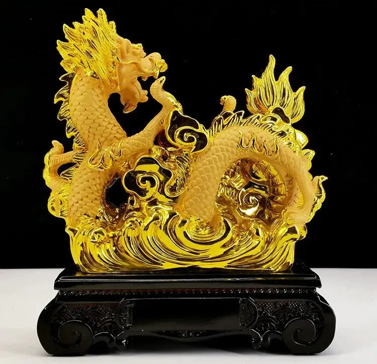 2024year alluvial gold Resin dragon bead handicraft furnishing articles Prosperous home decoration mascot Fengshui statue