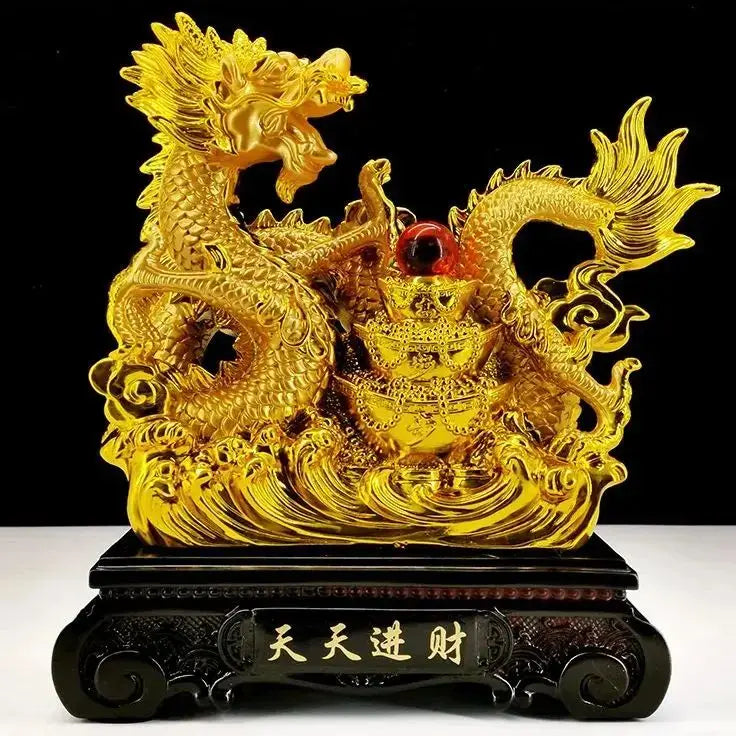 2024year alluvial gold Resin dragon bead handicraft furnishing articles Prosperous home decoration mascot Fengshui statue