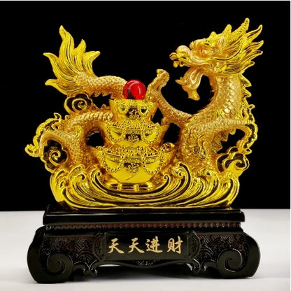 2024year alluvial gold Resin dragon bead handicraft furnishing articles Prosperous home decoration mascot Fengshui statue