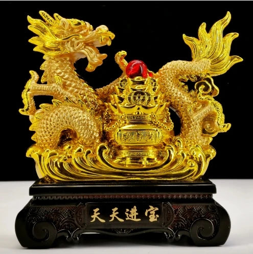 2024year alluvial gold Resin dragon bead handicraft furnishing articles Prosperous home decoration mascot Fengshui statue