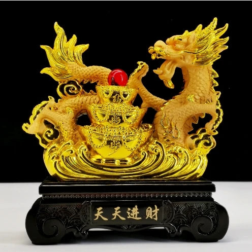 2024year alluvial gold Resin dragon bead handicraft furnishing articles Prosperous home decoration mascot Fengshui statue