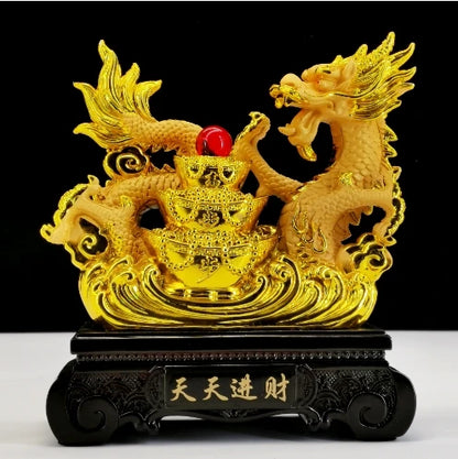2024year alluvial gold Resin dragon bead handicraft furnishing articles Prosperous home decoration mascot Fengshui statue