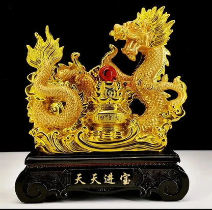 2024year alluvial gold Resin dragon bead handicraft furnishing articles Prosperous home decoration mascot Fengshui statue