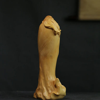 20CM Boxwood Carving Home Living Room Decoration Feng Shui Wood Statue Craft Gift Collection Taoist Saint Lao Tzu Sculpture