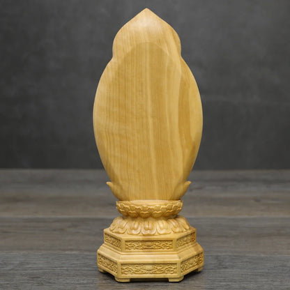 20CM Boxwood Guanyin Lotus Handheld Rosary Guanyin Bodhisattva Sculpture Home Worship Buddha Statue Home Decor