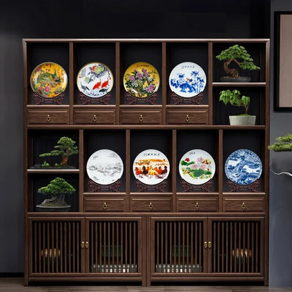 20CM Chinese Style Ceramic Decorative Plate Arrangement Wobble Plate Living Room Entrance Ornaments Home Wedding Decorations