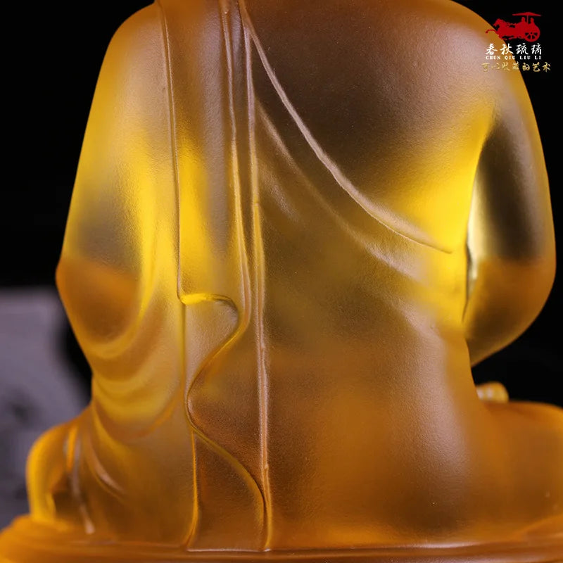 20CM Coloured glaze Tathagata Ornaments Bhagavate Sakyamuni Buddhist temple enshrines Buddha statues Home monastery