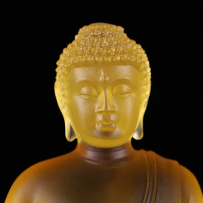 20CM Coloured glaze Tathagata Ornaments Bhagavate Sakyamuni Buddhist temple enshrines Buddha statues Home monastery
