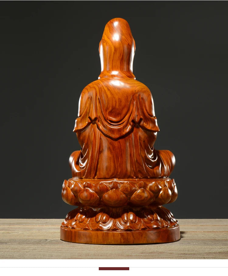 20CM TALL -Special Offer--HOME family protection # Handmade RED pear wood carving Lotus Guanyin PUSA GOOD Buddha statue