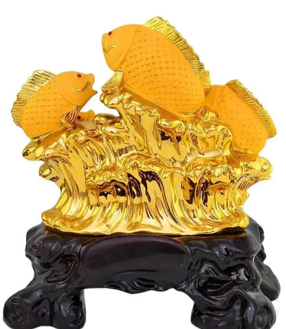 20CMFive carp attract luck feng shui resin gold cornucopia handicraft home decor fish statue decoration maison Living room hotel