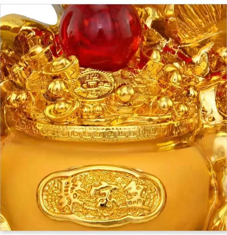 20CMFive carp attract luck feng shui resin gold cornucopia handicraft home decor fish statue decoration maison Living room hotel