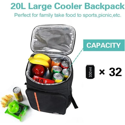 20L Cooler Lightweight Shoulder Multifunctional Outdoor Picnic Fresh Lunch Bag Leakproof and Insulated