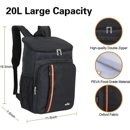 20L Cooler Lightweight Shoulder Multifunctional Outdoor Picnic Fresh Lunch Bag Leakproof and Insulated