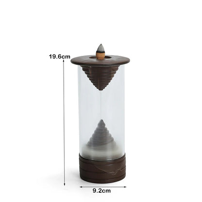 20Pcs Incense Cones Free Acrylic Plastic Cup Windproof Backflow Incense Burner Smoke Hourglass Creative Home Decorations TeaPet