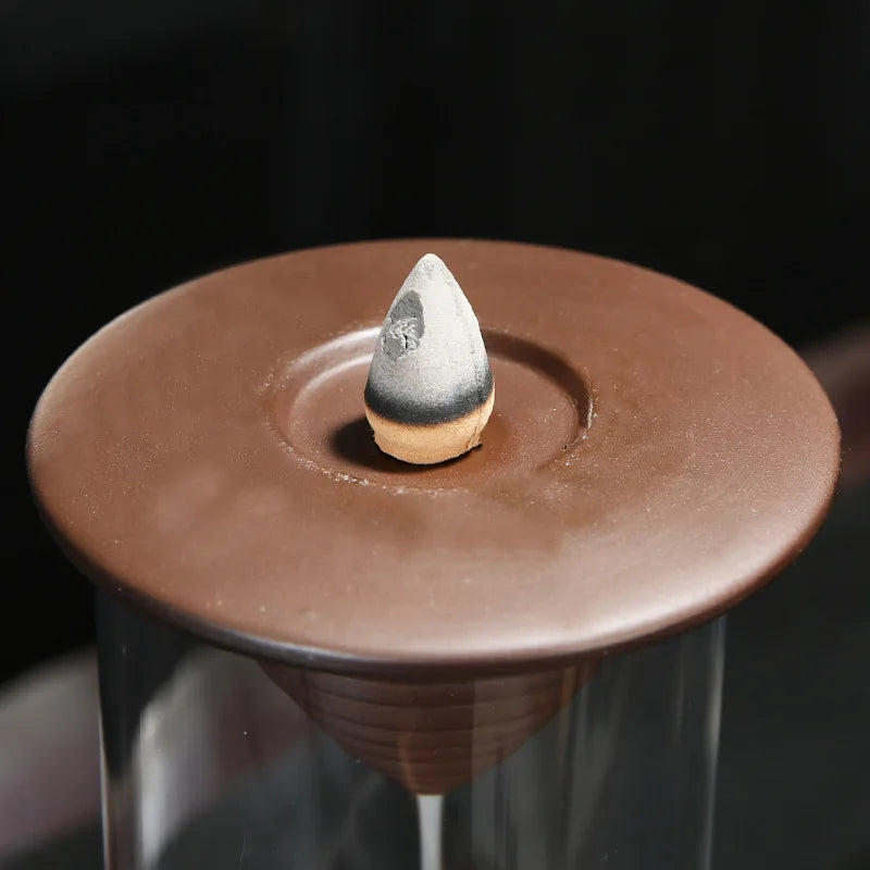 20Pcs Incense Cones Free Acrylic Plastic Cup Windproof Backflow Incense Burner Smoke Hourglass Creative Home Decorations TeaPet