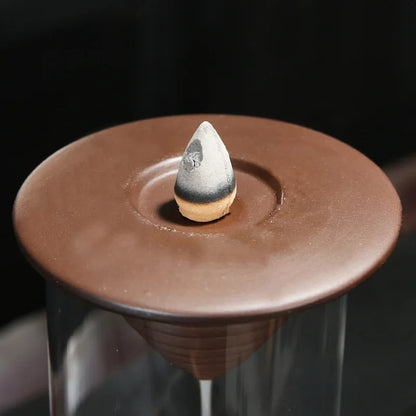 20Pcs Incense Cones Free Acrylic Plastic Cup Windproof Backflow Incense Burner Smoke Hourglass Creative Home Decorations TeaPet