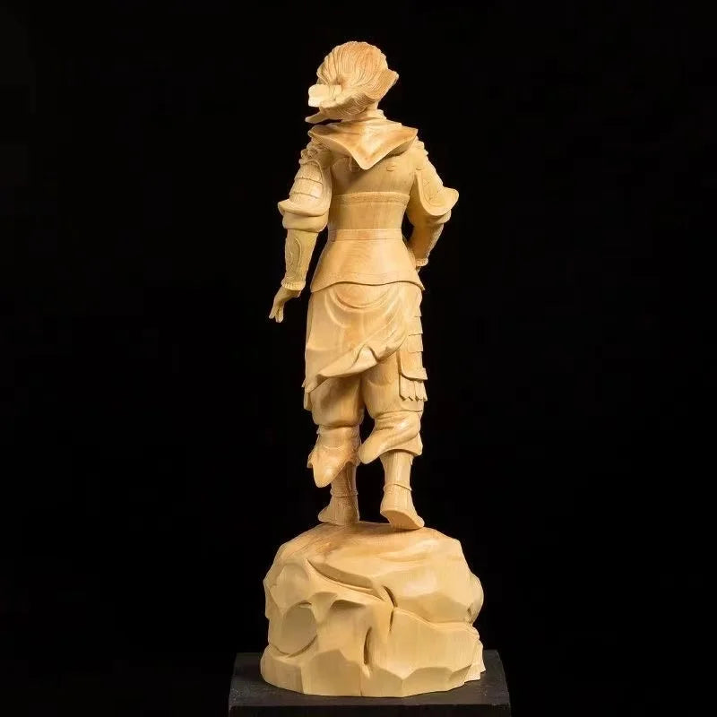 20cm Boxwood Historical Female Hero Hua Mu Lan Solid Wood Statue Traditional Figures Hand-carved Home Decor