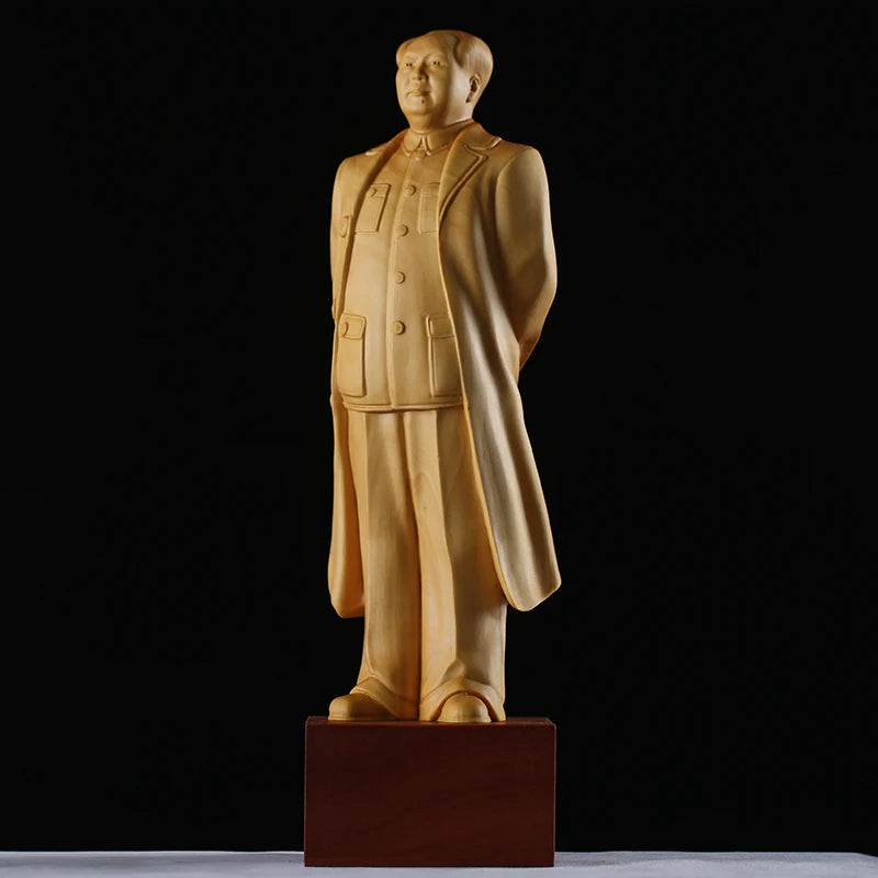 20cm Collectable Chinese Wood Carved Mao Zedong Chairman Mao Exquisite Small Statues Hand Carved Figurines