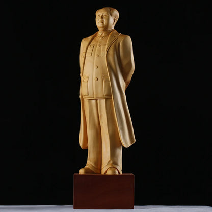 20cm Collectable Chinese Wood Carved Mao Zedong Chairman Mao Exquisite Small Statues Hand Carved Figurines