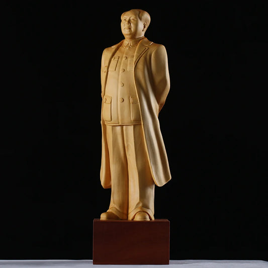 20cm Collectable Chinese Wood Carved Mao Zedong Chairman Mao Exquisite Small Statues Hand Carved Figurines