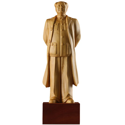 20cm Collectable Chinese Wood Carved Mao Zedong Chairman Mao Exquisite Small Statues Hand Carved Figurines