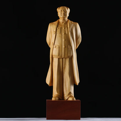20cm Collectable Chinese Wood Carved Mao Zedong Chairman Mao Exquisite Small Statues Hand Carved Figurines