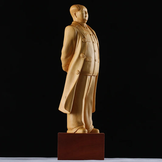 20cm Collectable Chinese Wood Carved Mao Zedong Chairman Mao Exquisite Small Statues Hand Carved Figurines