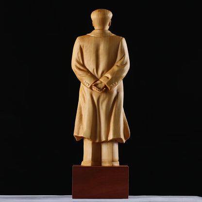 20cm Collectable Chinese Wood Carved Mao Zedong Chairman Mao Exquisite Small Statues Hand Carved Figurines