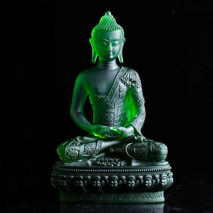 20cm Coloured glaze Medicine Buddha Buddha statue with seven gestures handicraft ornaments