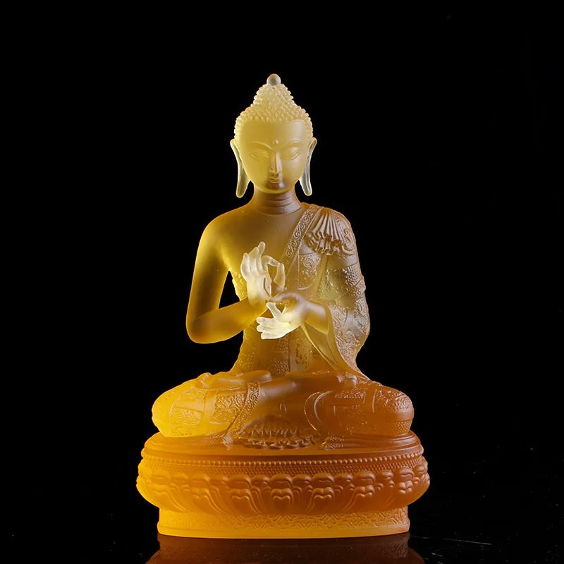 20cm Coloured glaze Medicine Buddha Buddha statue with seven gestures handicraft ornaments
