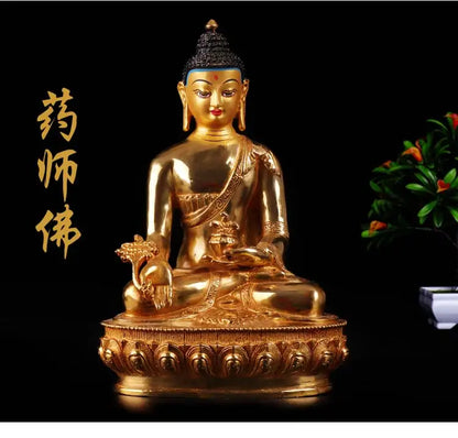 20cm # GOOD Buddha Buddhist bless family home Safety  wealth efficacious Protection Gold-plated the Medicine Pharmacist Buddha