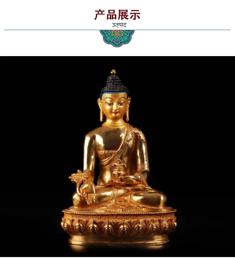 20cm # GOOD Buddha Buddhist bless family home Safety  wealth efficacious Protection Gold-plated the Medicine Pharmacist Buddha