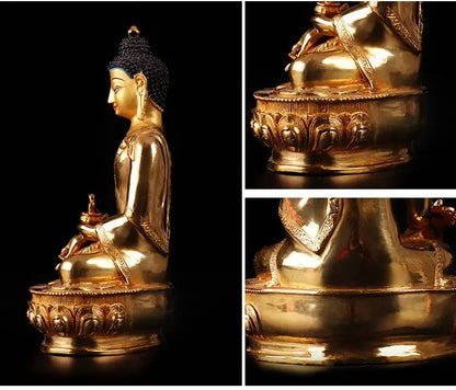 20cm # GOOD Buddha Buddhist bless family home Safety  wealth efficacious Protection Gold-plated the Medicine Pharmacist Buddha