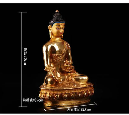 20cm # GOOD Buddha Buddhist bless family home Safety  wealth efficacious Protection Gold-plated the Medicine Pharmacist Buddha