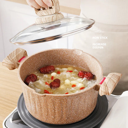 20cm Maifan Stone Wok Non-Stick Soup Pot Binaural Stew Pot With Lid Kitchen Cookware Use For Induction Cooker