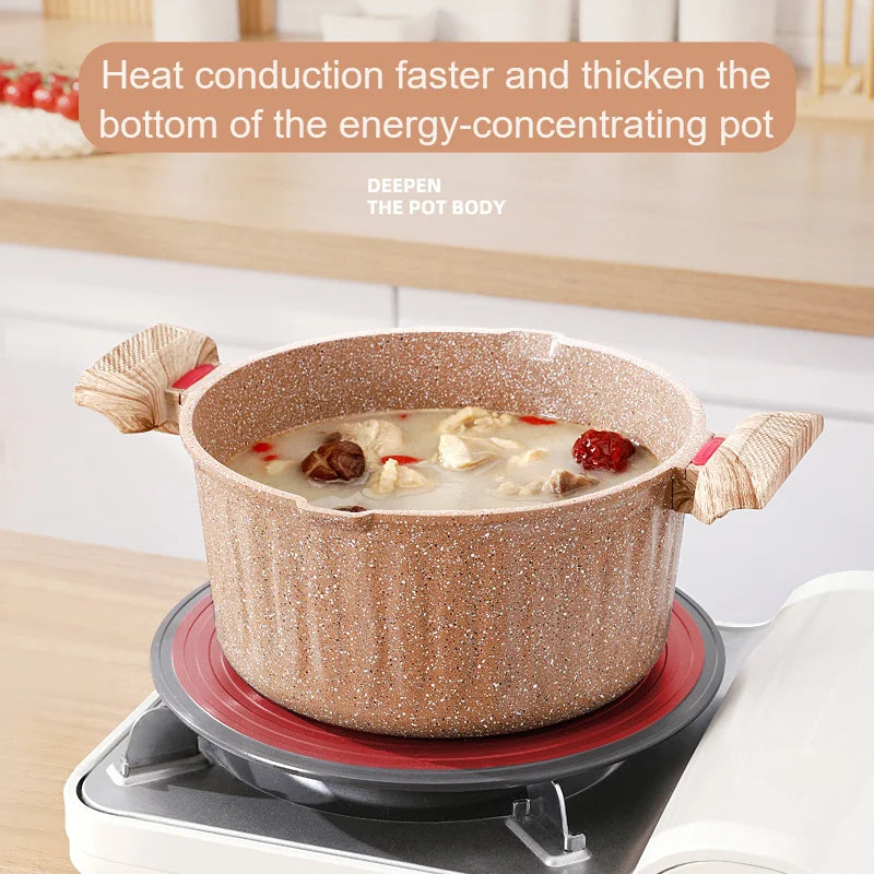 20cm Maifan Stone Wok Non-Stick Soup Pot Binaural Stew Pot With Lid Kitchen Cookware Use For Induction Cooker
