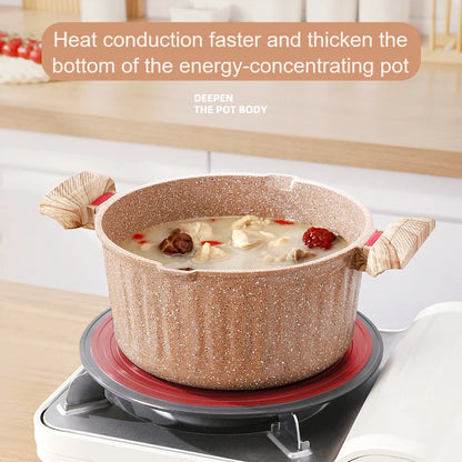 20cm Maifan Stone Wok Non-Stick Soup Pot Binaural Stew Pot With Lid Kitchen Cookware Use For Induction Cooker