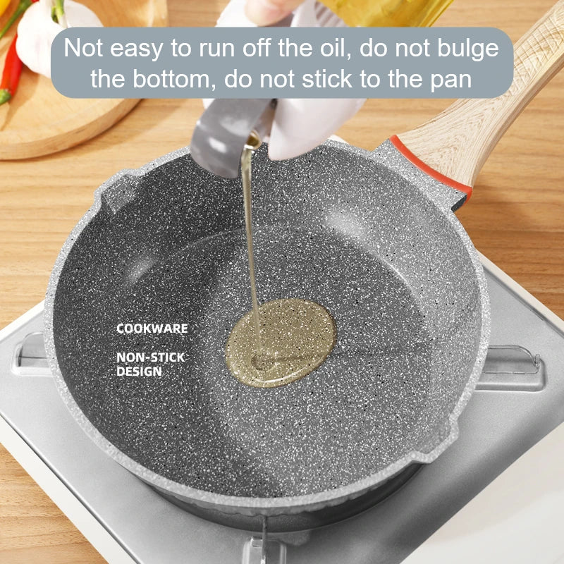20cm Non-stick Medical Stone Frying Pan Wok Home Breakfast Pot Less Smoke Less Oil Non-stick Cookware For Saucepan