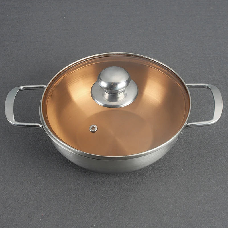 20cm Stainless Steel Ramen Pot Golden Seafood Pots Crayfish Hot Pot Small Wok Pan Clear Soup Pot Kitchen Cooking Pot