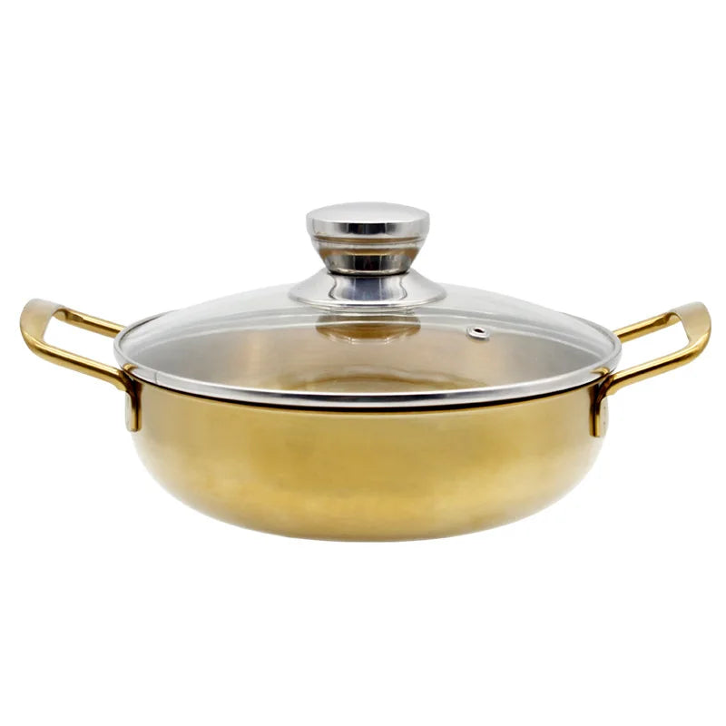 20cm Stainless Steel Ramen Pot Golden Seafood Pots Crayfish Hot Pot Small Wok Pan Clear Soup Pot Kitchen Cooking Pot