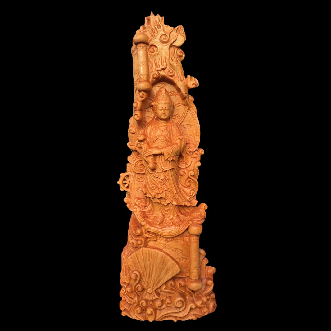 20cm Thuja Wood Wood Sculpture Real Wood Wood Statue Figure Statue Guanyin Collection Feng Shui Office Decoration Home Décor Col
