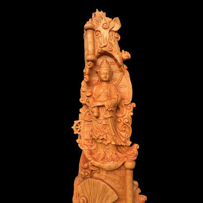 20cm Thuja Wood Wood Sculpture Real Wood Wood Statue Figure Statue Guanyin Collection Feng Shui Office Decoration Home Décor Col