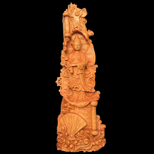 20cm Thuja Wood Wood Sculpture Real Wood Wood Statue Figure Statue Guanyin Collection Feng Shui Office Decoration Home Décor Col