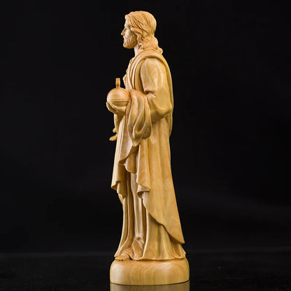 20cm Traditional Hand Carving Home Living Room Church Decor Boxwood Catholic Carving Jesus Statue Ornaments