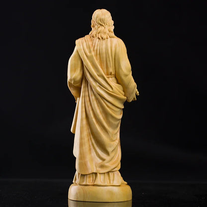 20cm Traditional Hand Carving Home Living Room Church Decor Boxwood Catholic Carving Jesus Statue Ornaments