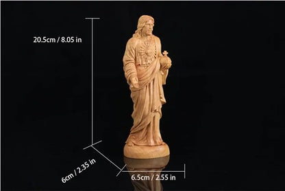 20cm Traditional Hand Carving Home Living Room Church Decor Boxwood Catholic Carving Jesus Statue Ornaments