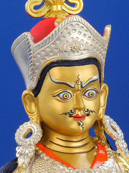 21.5cm Gold Pure Copper Lotus Guanyin Carving Buddhist Carving Tranic Temple Decorate Bodhisattva Figurine