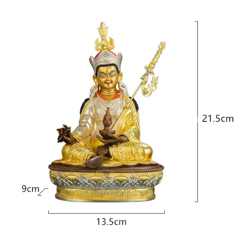 21.5cm Gold Pure Copper Lotus Guanyin Carving Buddhist Carving Tranic Temple Decorate Bodhisattva Figurine