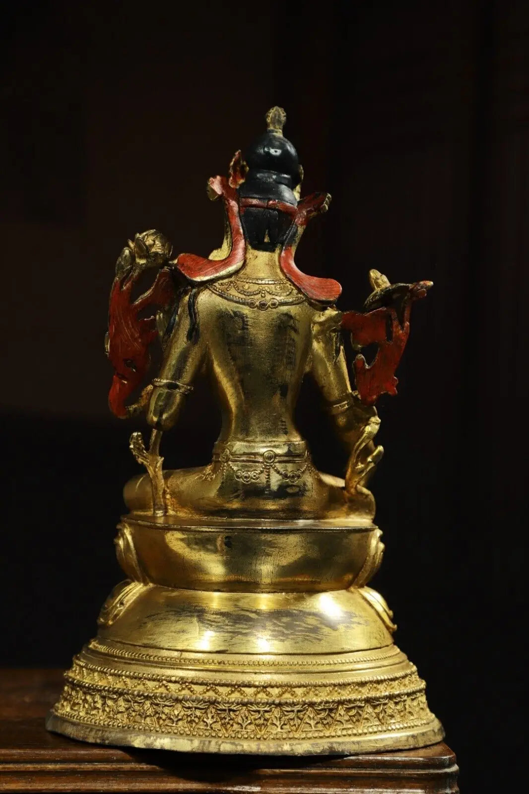 21 cm China Brass Kwan-yin Guanyin Statue Old Bronze Gild Buddha Statue